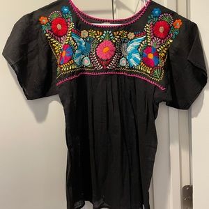 Authentic Mexican Otomi Shirt-Hand Embroidered